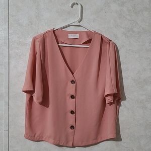 Elodie Coral V Neck Top